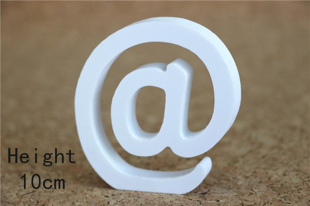 Creativo de pie de madera de madera 10 cm letras blancas alfabeto palabra para fiesta de cumpleaños decoración de la boda en casa regalos