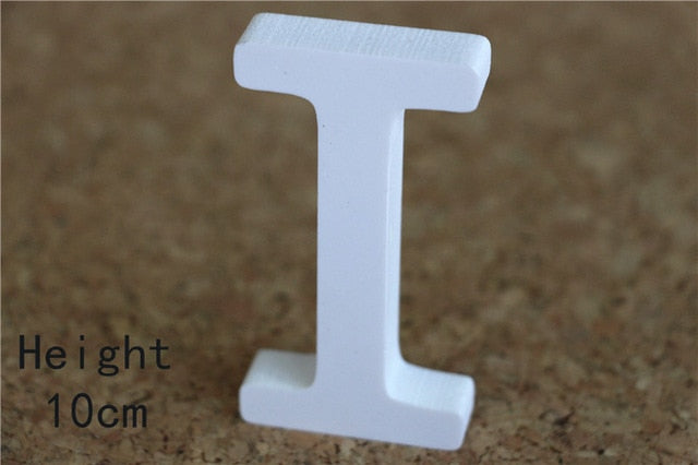 Creativo de pie de madera de madera 10 cm letras blancas alfabeto palabra para fiesta de cumpleaños decoración de la boda en casa regalos