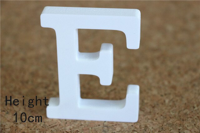 Creativo de pie de madera de madera 10 cm letras blancas alfabeto palabra para fiesta de cumpleaños decoración de la boda en casa regalos