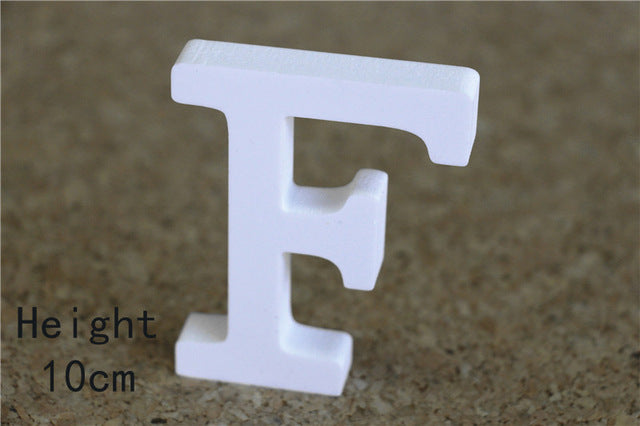 Creativo de pie de madera de madera 10 cm letras blancas alfabeto palabra para fiesta de cumpleaños decoración de la boda en casa regalos