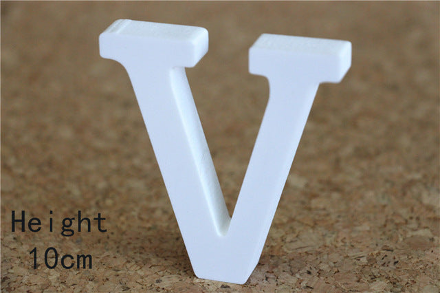 Creativo de pie de madera de madera 10 cm letras blancas alfabeto palabra para fiesta de cumpleaños decoración de la boda en casa regalos
