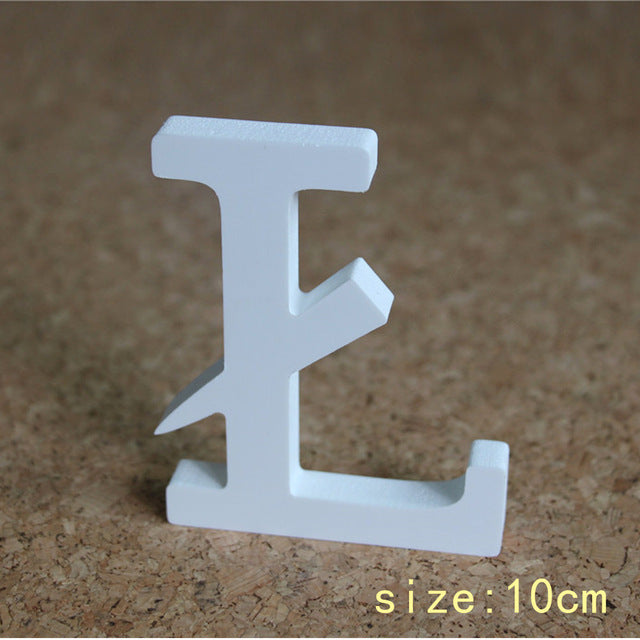 Creativo de pie de madera de madera 10 cm letras blancas alfabeto palabra para fiesta de cumpleaños decoración de la boda en casa regalos