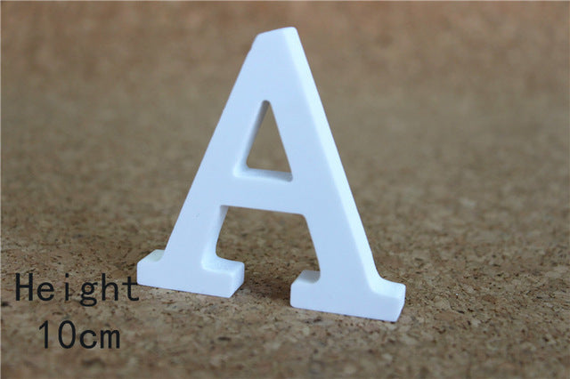 Creativo de pie de madera de madera 10 cm letras blancas alfabeto palabra para fiesta de cumpleaños decoración de la boda en casa regalos