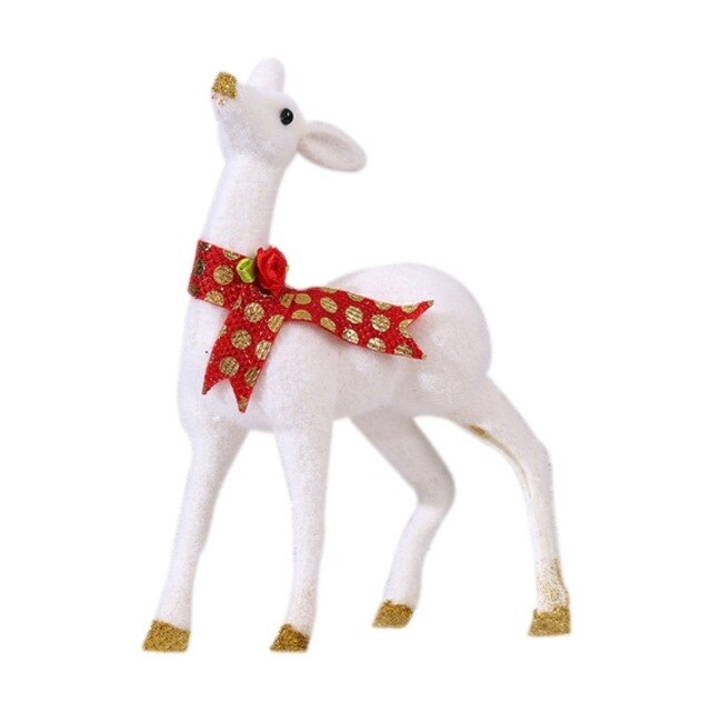 Muñecas navideñas Reno blanco Navidad Ciervo blanco Elk Figuritas Decoraciones navideñas de año nuevo Adornos para oficina en casa Regalo para niños