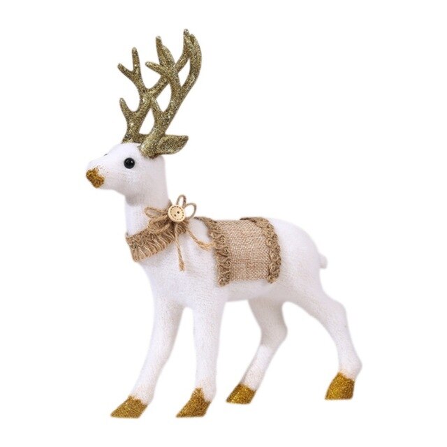 Muñecas navideñas Reno blanco Navidad Ciervo blanco Elk Figuritas Decoraciones navideñas de año nuevo Adornos para oficina en casa Regalo para niños