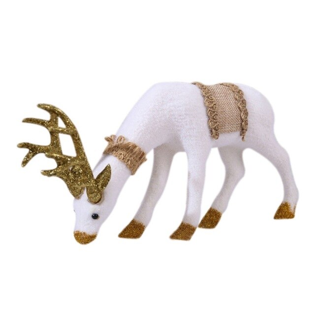 Muñecas navideñas Reno blanco Navidad Ciervo blanco Elk Figuritas Decoraciones navideñas de año nuevo Adornos para oficina en casa Regalo para niños