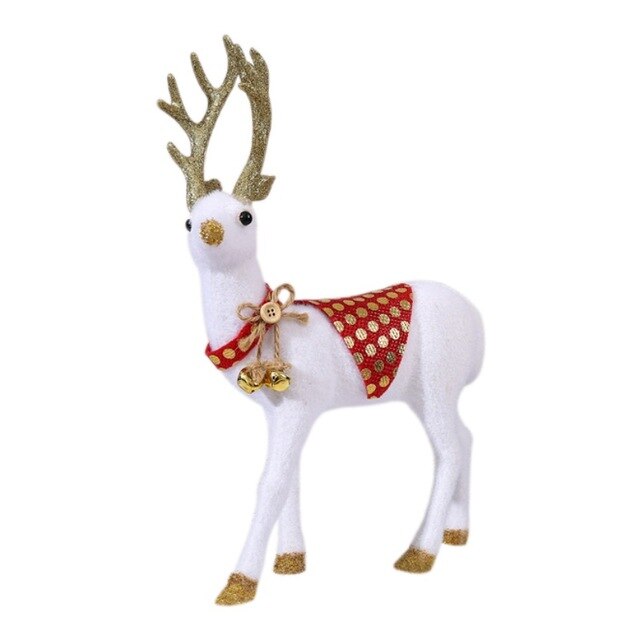 Muñecas navideñas Reno blanco Navidad Ciervo blanco Elk Figuritas Decoraciones navideñas de año nuevo Adornos para oficina en casa Regalo para niños