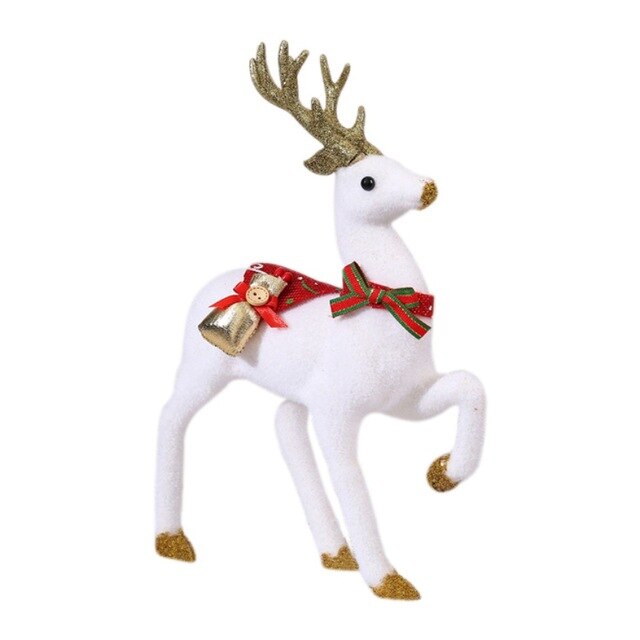 Muñecas navideñas Reno blanco Navidad Ciervo blanco Elk Figuritas Decoraciones navideñas de año nuevo Adornos para oficina en casa Regalo para niños
